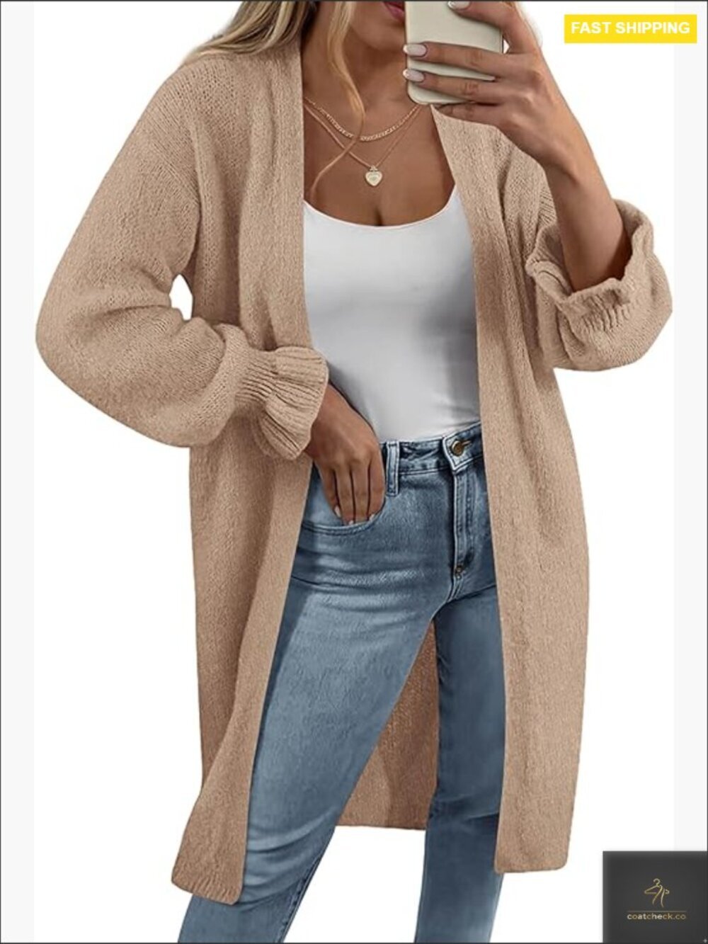 Oversized Ruffle Sleeve Cardigan Sweater Open Front Knit Long Jacket